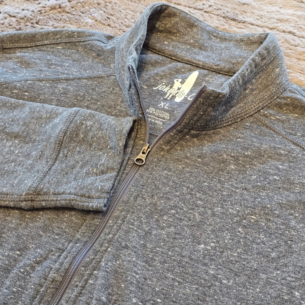 Johnnie-O Kennedy Mens XL Charcoal Gray Heathered Quarter Zip Pullover JWKO1020